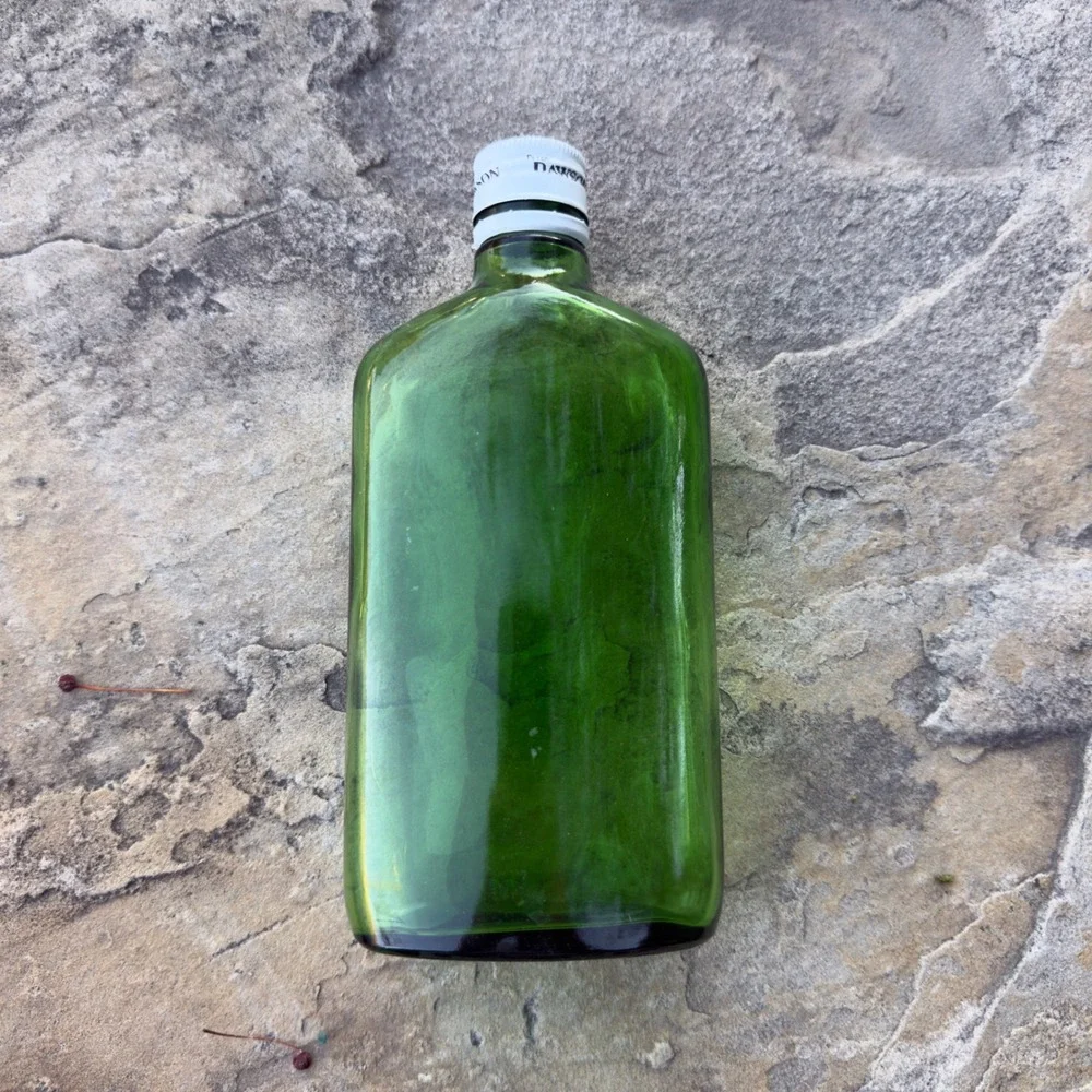 Vintage Peter Dawson Scotch Whisky 375ml Green Glass Flask Bottle Cap Empty